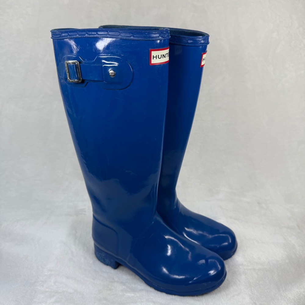 Hunter Glossy Blue Tall Rain Boots